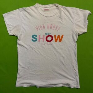 RARE Pink House Karl Helmut 1987 Show Graphic Shirt White Vintage Style Medium